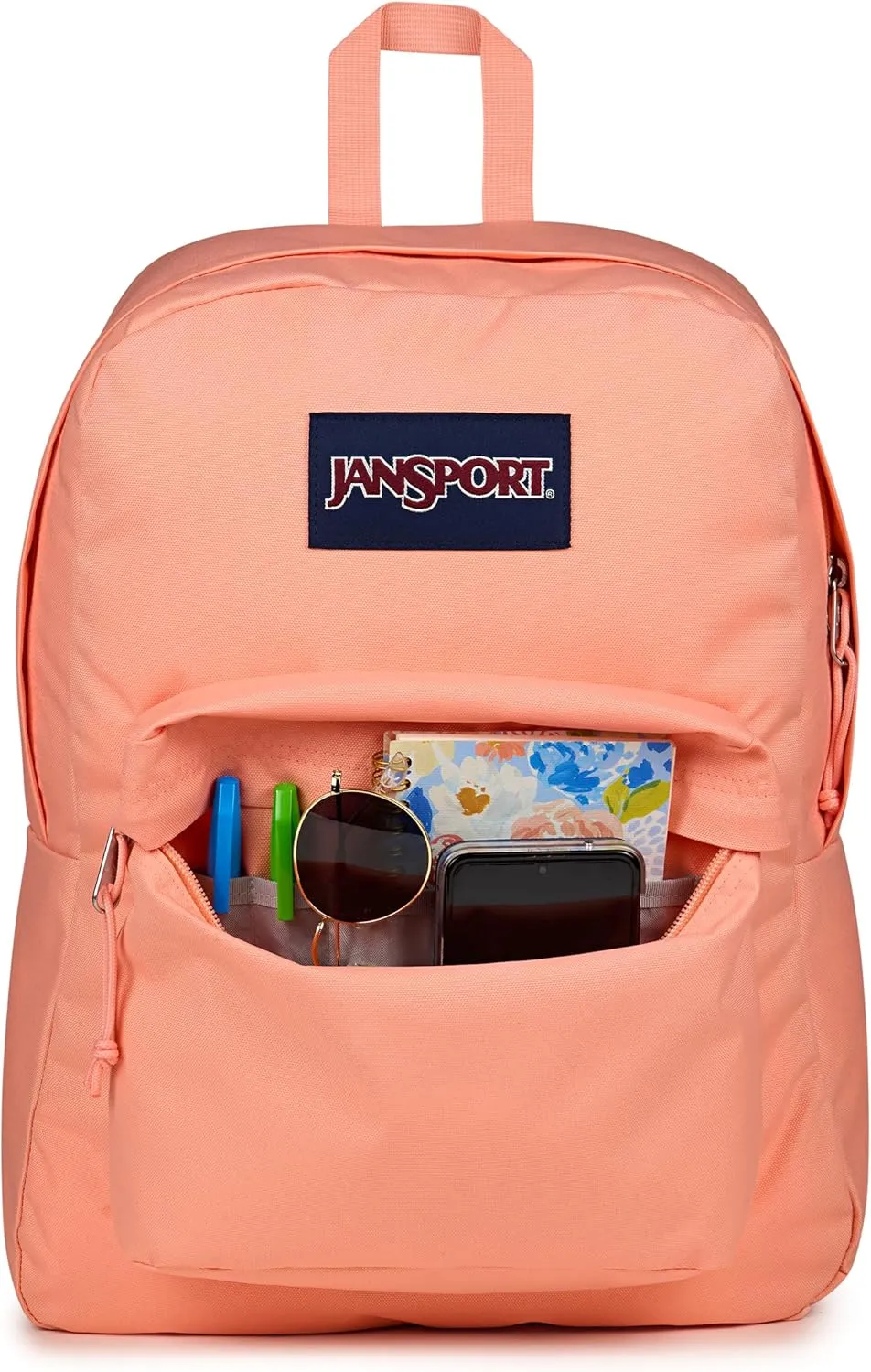 JanSport SuperBreak One Backpack - Durable, Lightweight Bookbag with 1 Main Compartment, Front Utility Pocket with Built-in Organizer - Premium Backpack, Peach Bum
