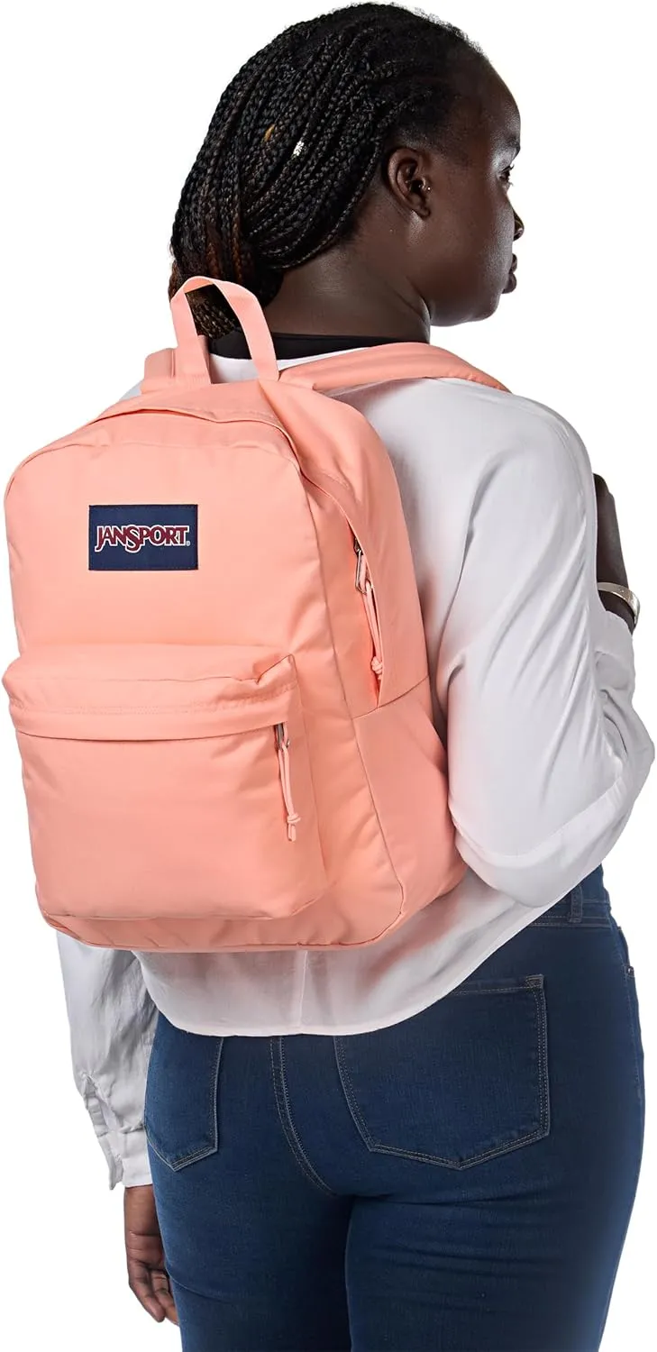 JanSport SuperBreak One Backpack - Durable, Lightweight Bookbag with 1 Main Compartment, Front Utility Pocket with Built-in Organizer - Premium Backpack, Peach Bum