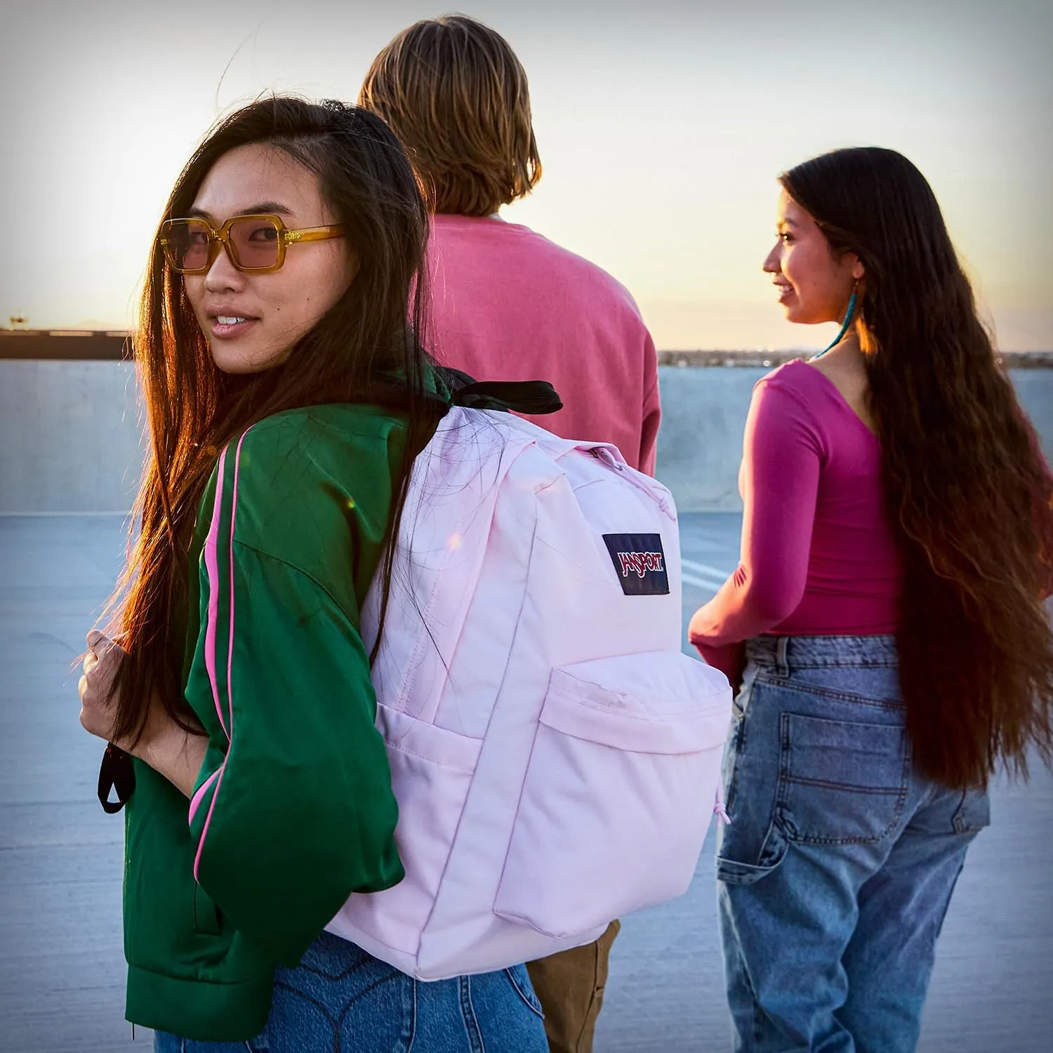 JanSport SuperBreak One Backpack - Durable, Lightweight Bookbag with 1 Main Compartment, Front Utility Pocket with Built-in Organizer - Premium Backpack, Peach Bum