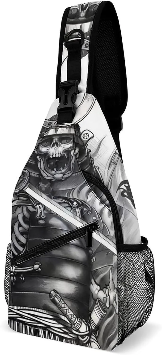 Japanese Samurai Graphic Sling Backpack Man Women Crossbody Backpack Chest Bag Cycling Daypack Shoulder Bag Casual Daypacks Leisure Backpacks