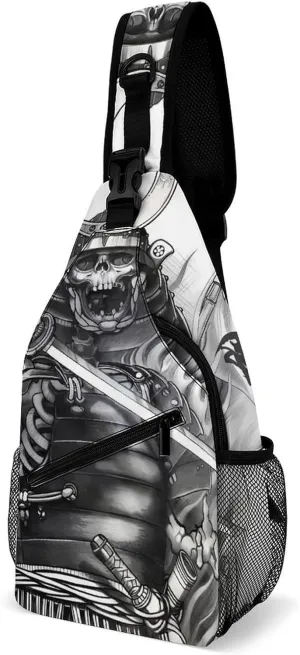 Japanese Samurai Graphic Sling Backpack Man Women Crossbody Backpack Chest Bag Cycling Daypack Shoulder Bag Casual Daypacks Leisure Backpacks