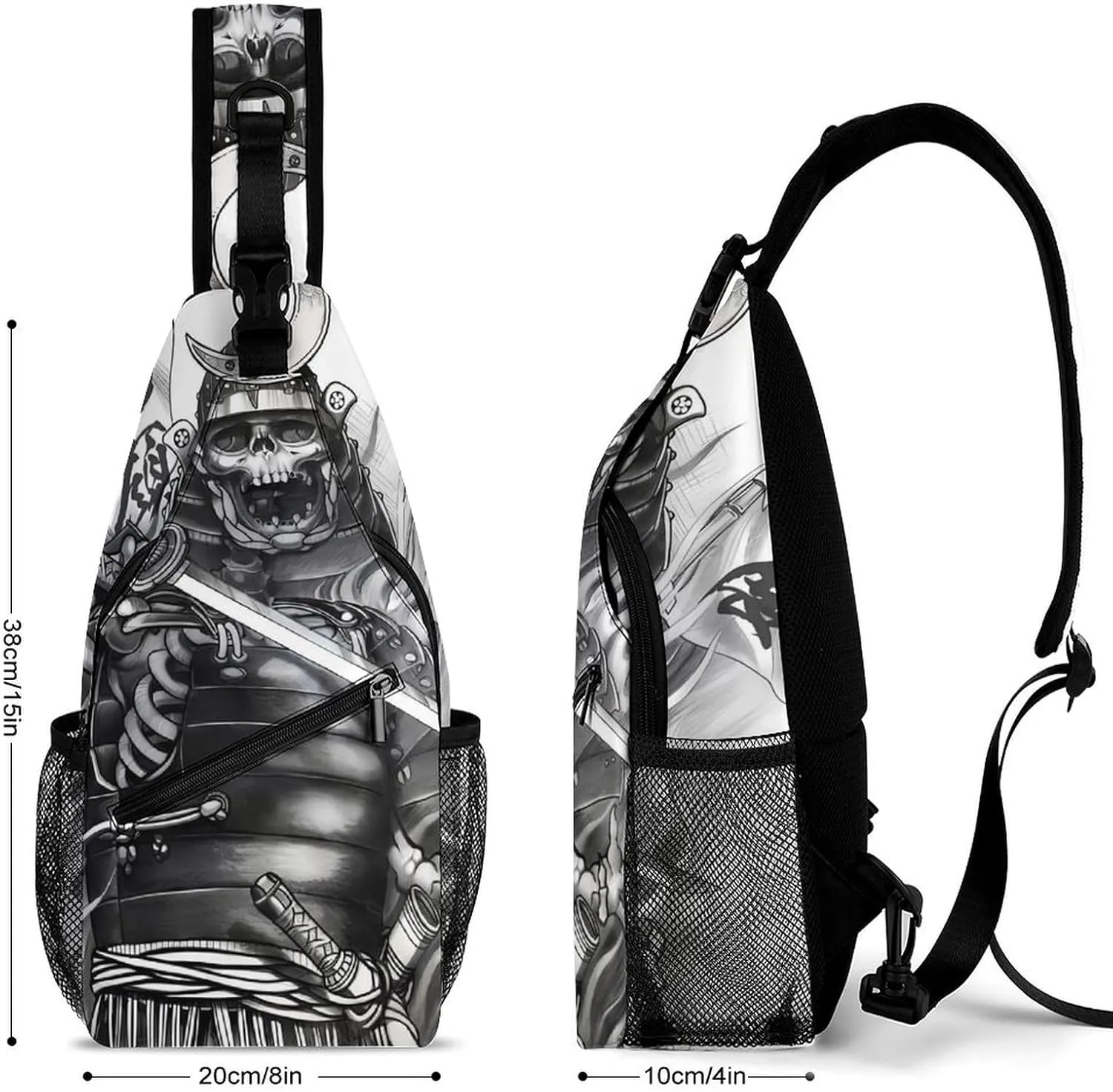 Japanese Samurai Graphic Sling Backpack Man Women Crossbody Backpack Chest Bag Cycling Daypack Shoulder Bag Casual Daypacks Leisure Backpacks
