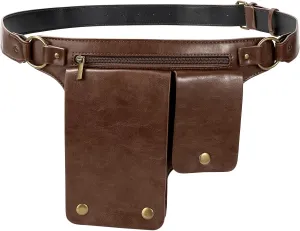 JASGOOD Waist Bag Leather Fanny Pack for Women Vintage Renaissance Belt Festival Pouch Faux Leather Hip Bag for Travel Hiking