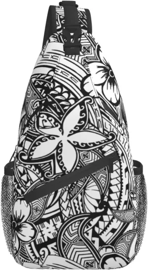 Jeezshop Hawaiian Polynesian Pattern Sling Backpack For Men Women Multi Pockets Chest Bags Crossbody Shoulder Bag for Cycling Sports Travel Hiking
