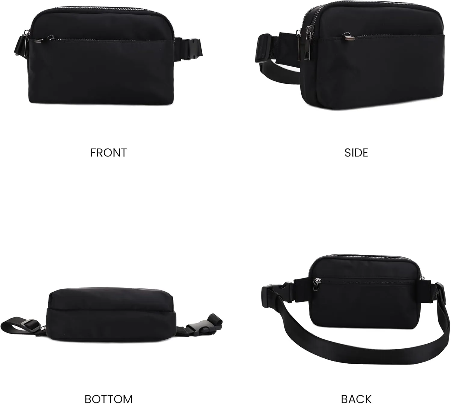 Jessie & James Crossbody Nylon Concealed Carry Waist Pack with Adjustable Buckle Strap Fashion Multi Pocket Belt Bag| Black
