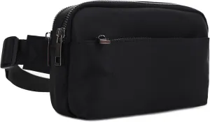 Jessie & James Crossbody Nylon Concealed Carry Waist Pack with Adjustable Buckle Strap Fashion Multi Pocket Belt Bag| Black