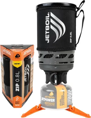 Jetboil Zip 0.8L Portable Fast Boil Stove with Easy-Turn Knob Igniter for Backpacking and Camping, New for 2025, Propane/Isobutane Burner with Cooking Cup