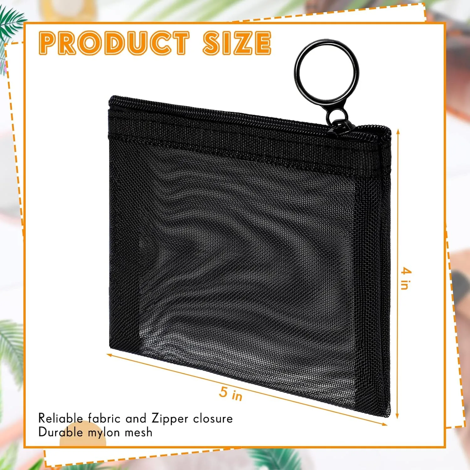 Jexine 30 Pieces Mini Zipper Mesh Bags Nylon Small Zipper Pouch Mini Pouch Portable Beauty Purse Mesh Coin Purse for Travel Home Keychain Holder Makeup Cosmetic Storage(5 x 4 Inches,Black)