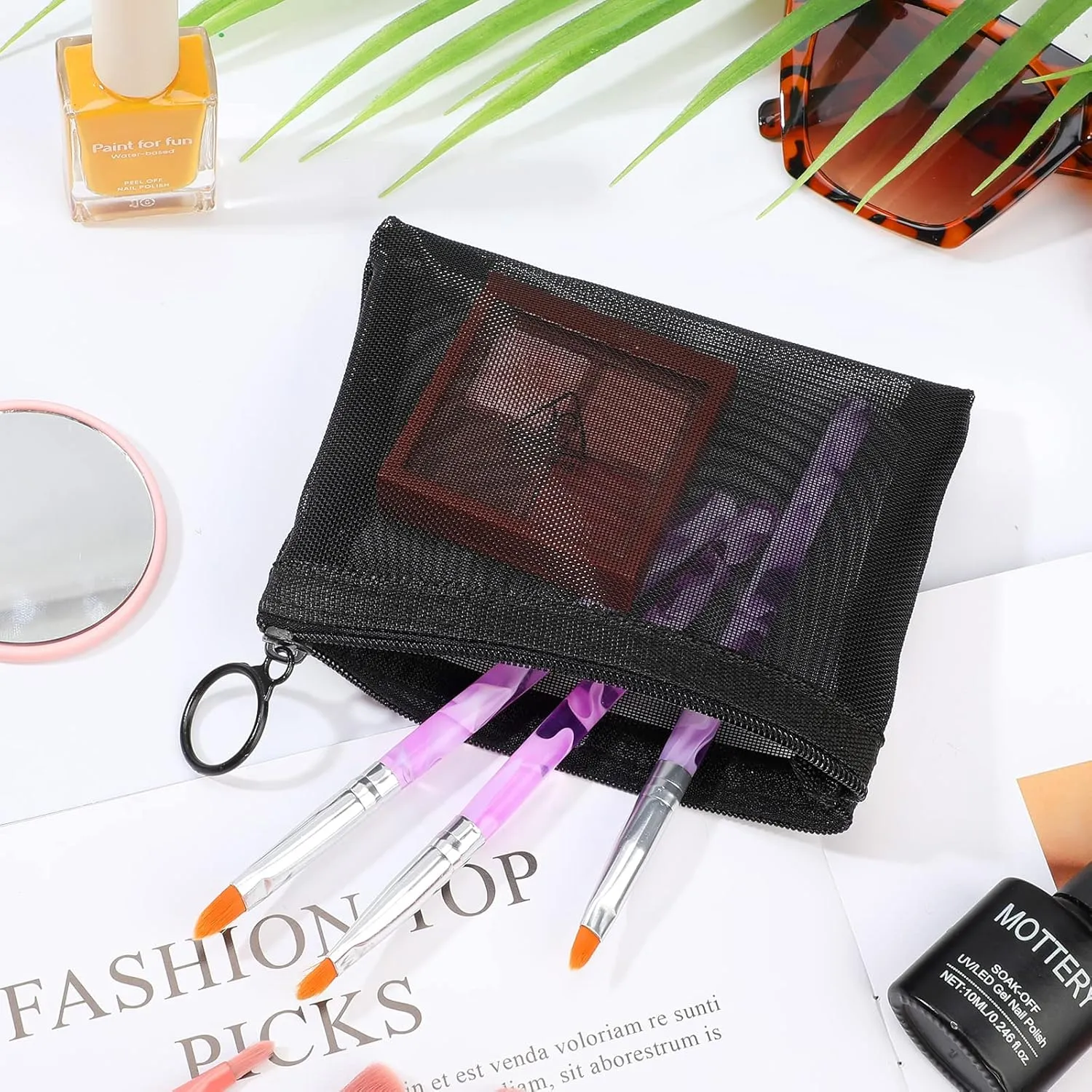 Jexine 30 Pieces Mini Zipper Mesh Bags Nylon Small Zipper Pouch Mini Pouch Portable Beauty Purse Mesh Coin Purse for Travel Home Keychain Holder Makeup Cosmetic Storage(5 x 4 Inches,Black)