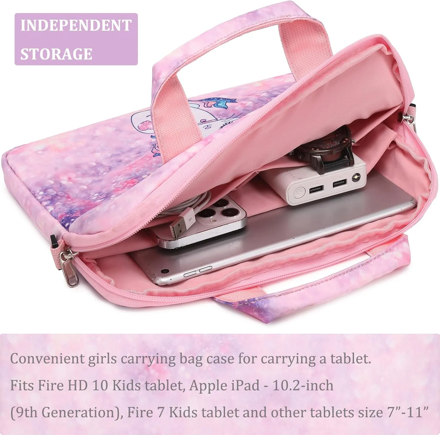 JIANYA Kids Tablet Carry Bag for iPad - Shoulder Strap, 10-12.5 Inch