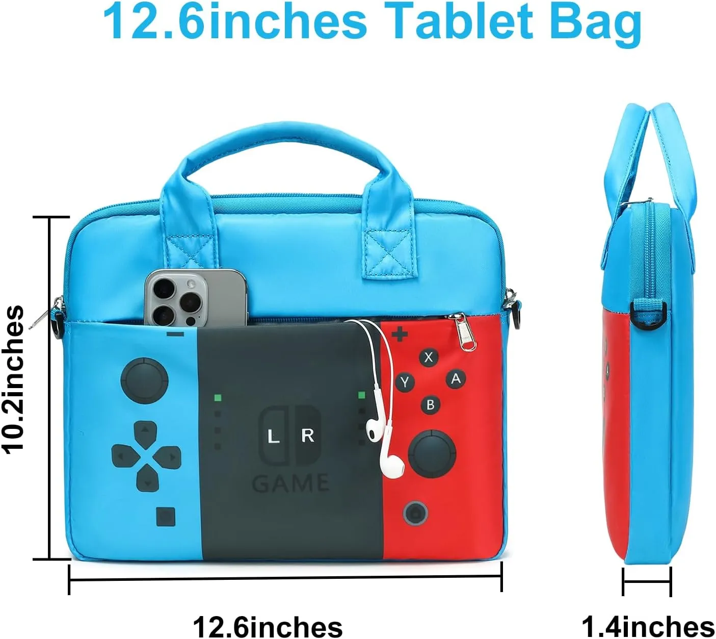 JIANYA Kids Tablet Carrying Bag, 10-12.5 Inch Tablet Sleeve Bag with Shoulder Strap for Boy, Gamer