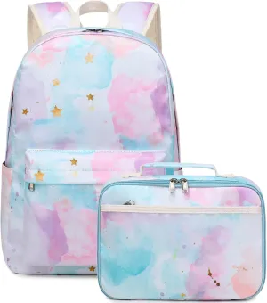 JIANYA School Backpack for Girls, Teen Girl Backpack for School Water Resistant Bookbag Travel Back Pack, Tie Dye-White