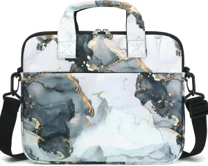 JIANYA Tablet Carrying Bag Kids Tablet Sleeve Bag with Shoulder Strap, 10-12.5 Inch, Marble Cyan
