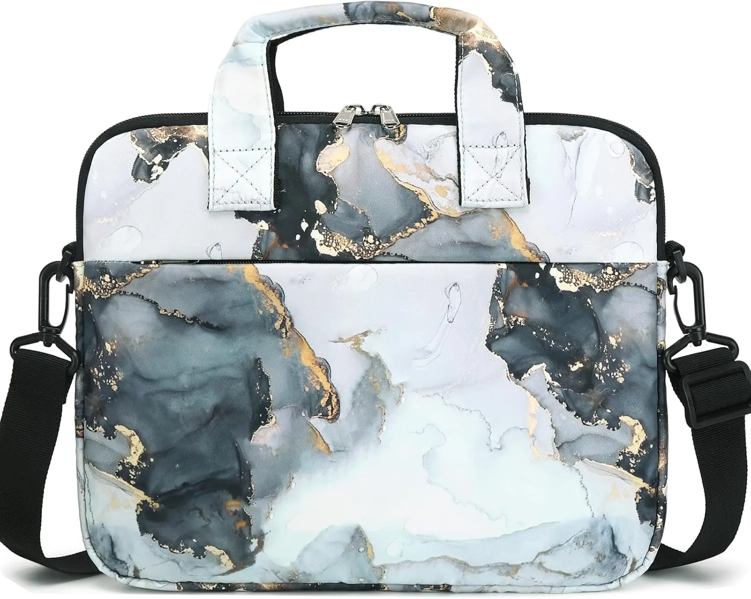 JIANYA Tablet Carrying Bag Kids Tablet Sleeve Bag with Shoulder Strap, 10-12.5 Inch, Marble Cyan