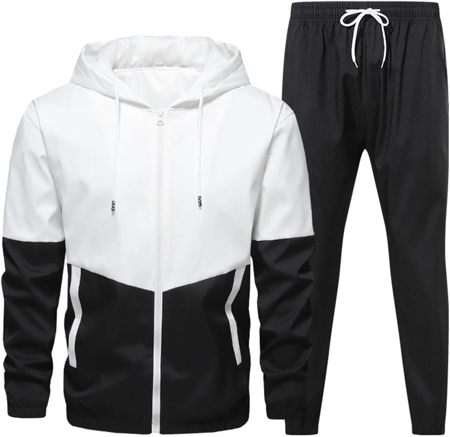 JJHAEVDY Mens Sweatsuit 2 Piece Long Sleeve Outfits Hooded Drawstring Tracksuits Fall Comfy Sweatsuit Sport Thermal Tracksuit