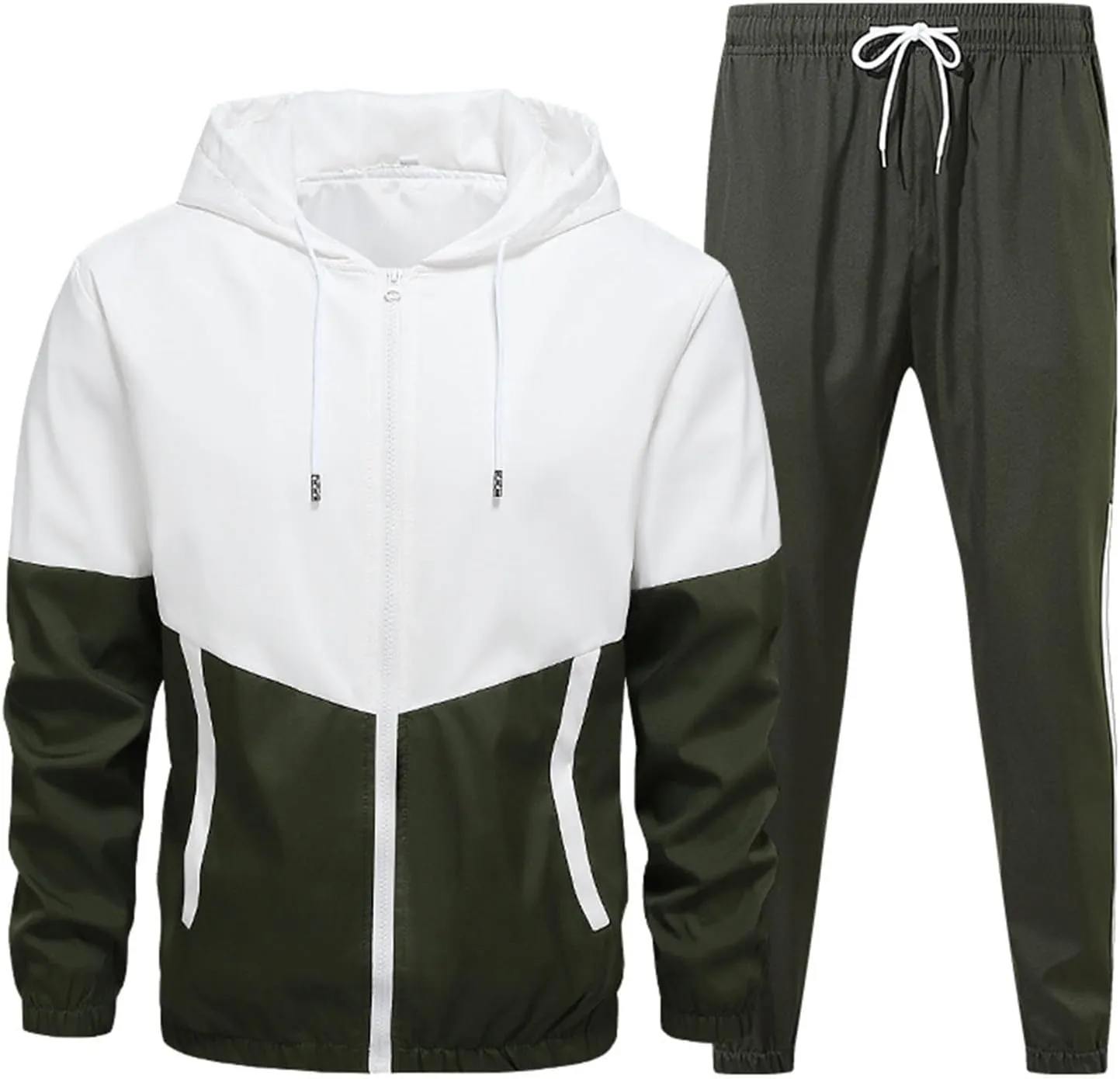 JJHAEVDY Mens Sweatsuit 2 Piece Long Sleeve Outfits Hooded Drawstring Tracksuits Fall Comfy Sweatsuit Sport Thermal Tracksuit