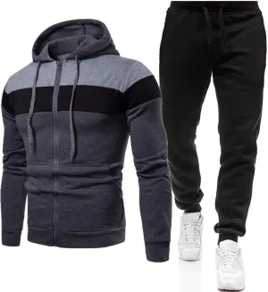 JJHAEVDY Mens Sweatsuit 2 Piece Long Sleeve Outfits Hooded Drawstring Tracksuits Fall Comfy Sweatsuit Sport Thermal Tracksuit