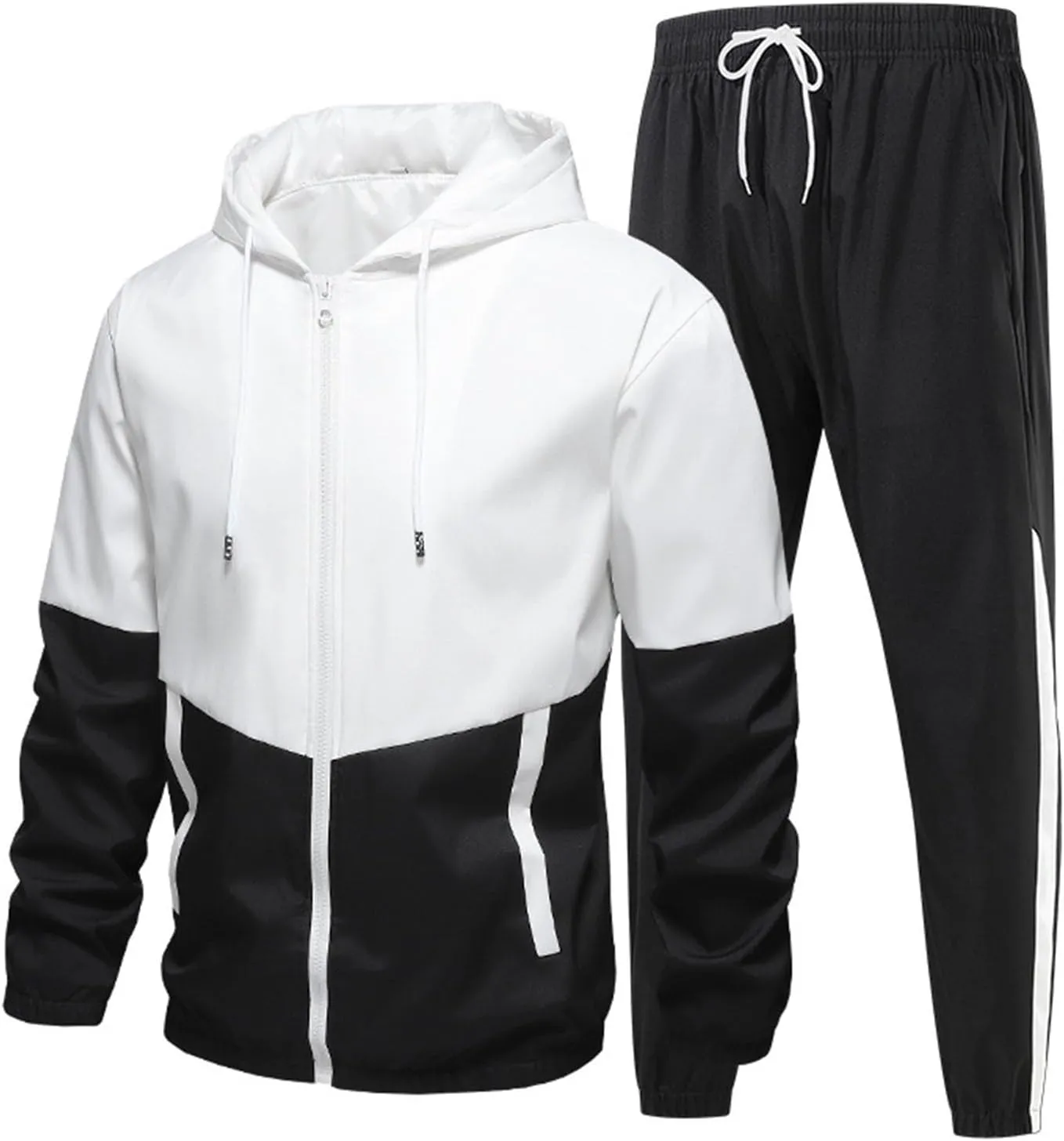 JJHAEVDY Mens Sweatsuit 2 Piece Long Sleeve Outfits Hooded Drawstring Tracksuits Fall Comfy Sweatsuit Sport Thermal Tracksuit