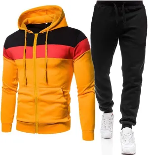 JJHAEVDY Mens Sweatsuit 2 Piece Long Sleeve Outfits Hooded Drawstring Tracksuits Fall Comfy Sweatsuit Sport Thermal Tracksuit