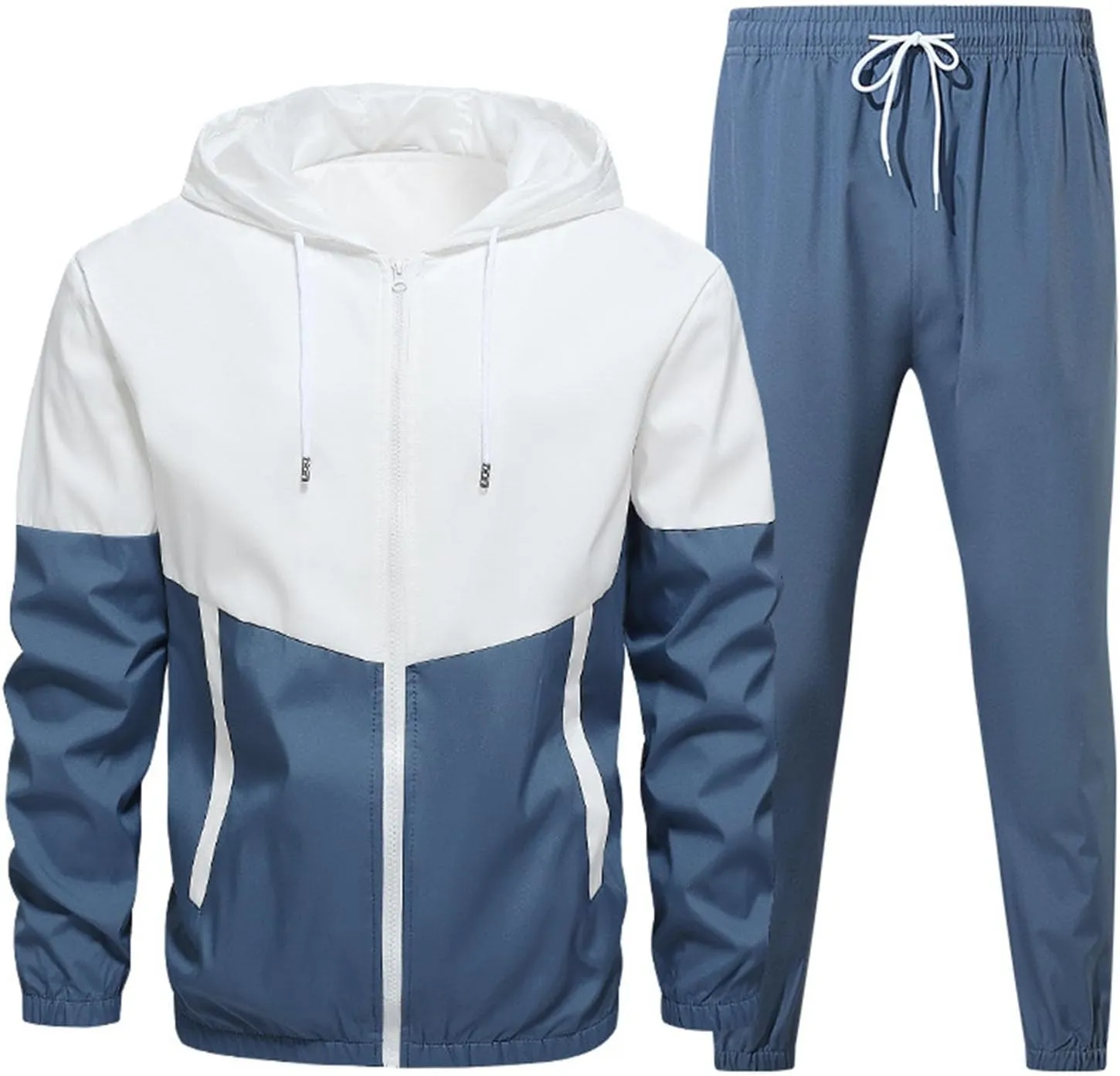 JJHAEVDY Mens Sweatsuit 2 Piece Long Sleeve Outfits Hooded Drawstring Tracksuits Fall Comfy Sweatsuit Sport Thermal Tracksuit
