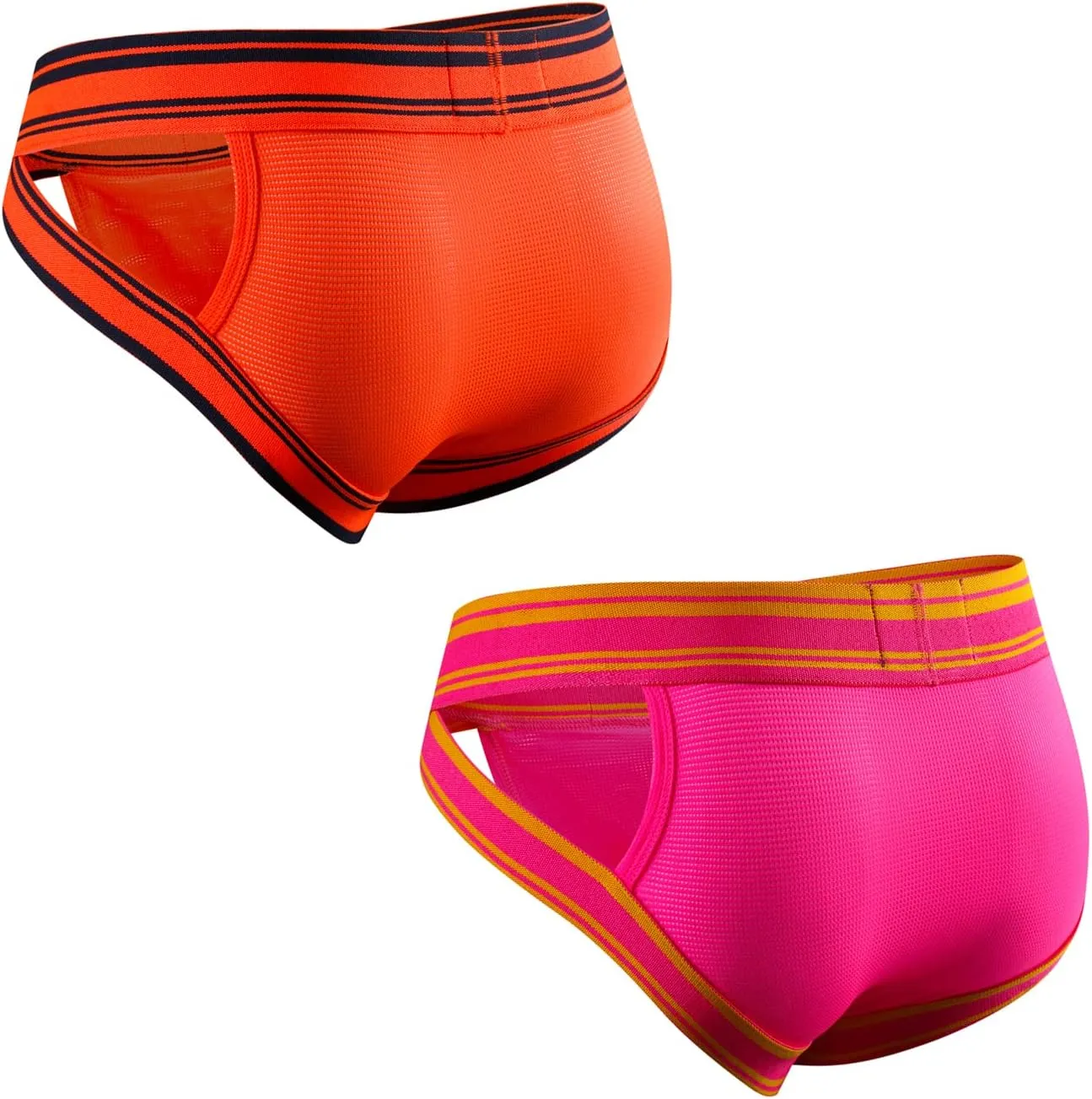 JOCKMAIL 2PCS/PACK Mens Briefs Underwear Wide Belt Mesh Athletic Sport Underwear Briefs