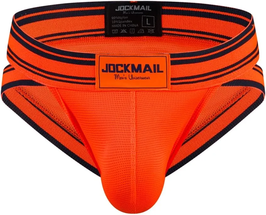 JOCKMAIL 2PCS/PACK Mens Briefs Underwear Wide Belt Mesh Athletic Sport Underwear Briefs