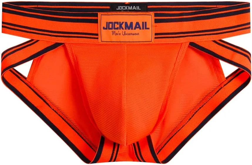 JOCKMAIL 2PCS/PACK Mens Briefs Underwear Wide Belt Mesh Athletic Sport Underwear Briefs