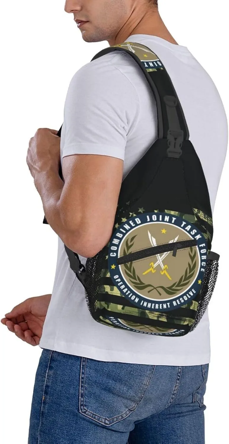 Joint Task Force Operation Inherent Resolve Small Crossbody Backpack Sling Bag For Men Women Mini One Shoulder Chest Bags Gym Sport Travel Hiking Daypack