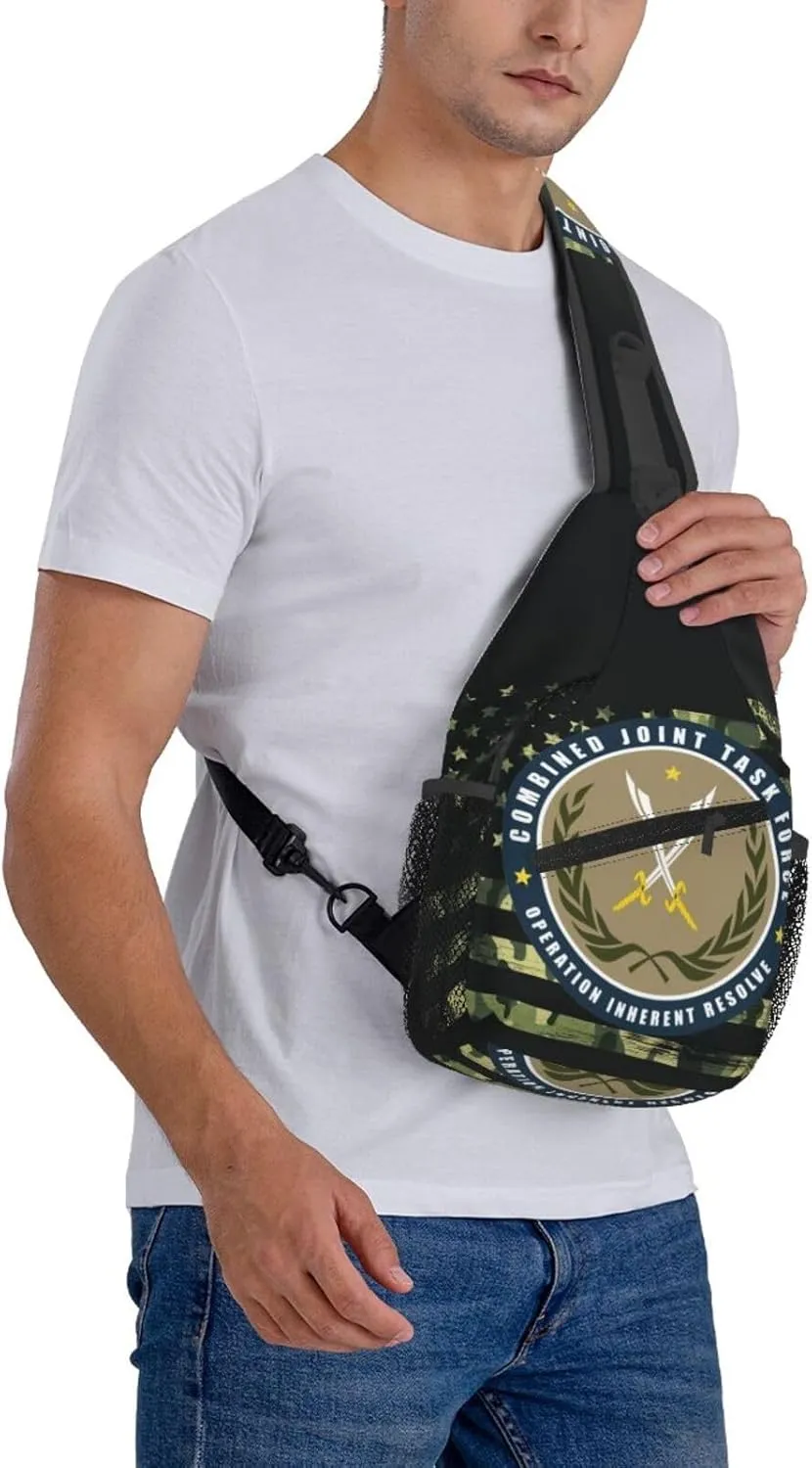 Joint Task Force Operation Inherent Resolve Small Crossbody Backpack Sling Bag For Men Women Mini One Shoulder Chest Bags Gym Sport Travel Hiking Daypack