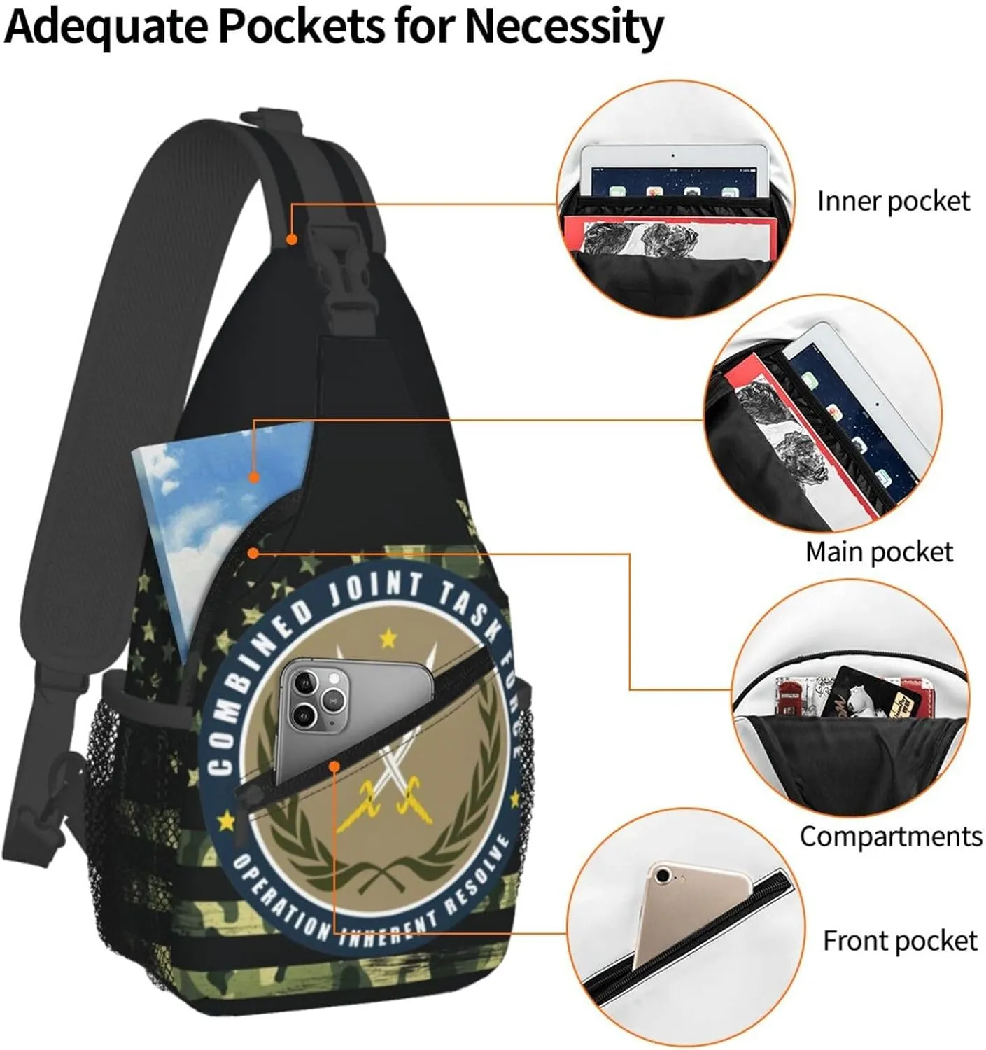 Joint Task Force Operation Inherent Resolve Small Crossbody Backpack Sling Bag For Men Women Mini One Shoulder Chest Bags Gym Sport Travel Hiking Daypack