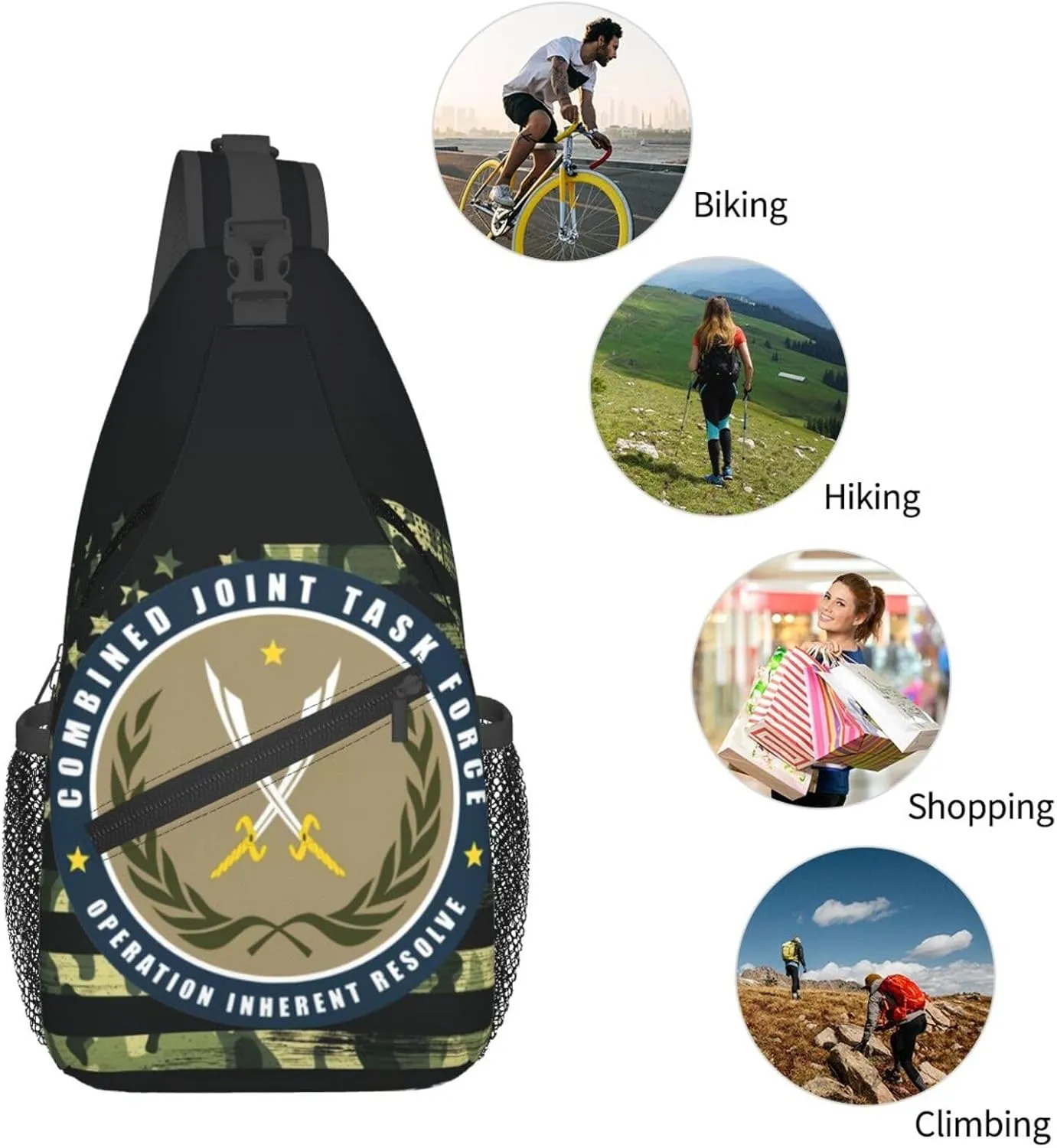 Joint Task Force Operation Inherent Resolve Small Crossbody Backpack Sling Bag For Men Women Mini One Shoulder Chest Bags Gym Sport Travel Hiking Daypack