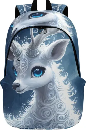 Joisal Christmas Cute Deer Moon Lightweight Casual Daypack Backpacks for Woman College Bookbag for Teen