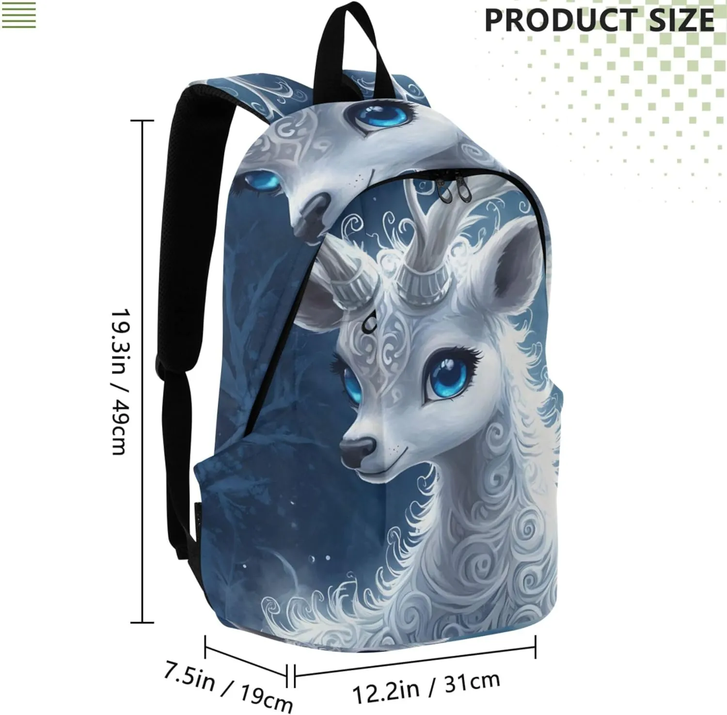 Joisal Christmas Cute Deer Moon Lightweight Casual Daypack Backpacks for Woman College Bookbag for Teen
