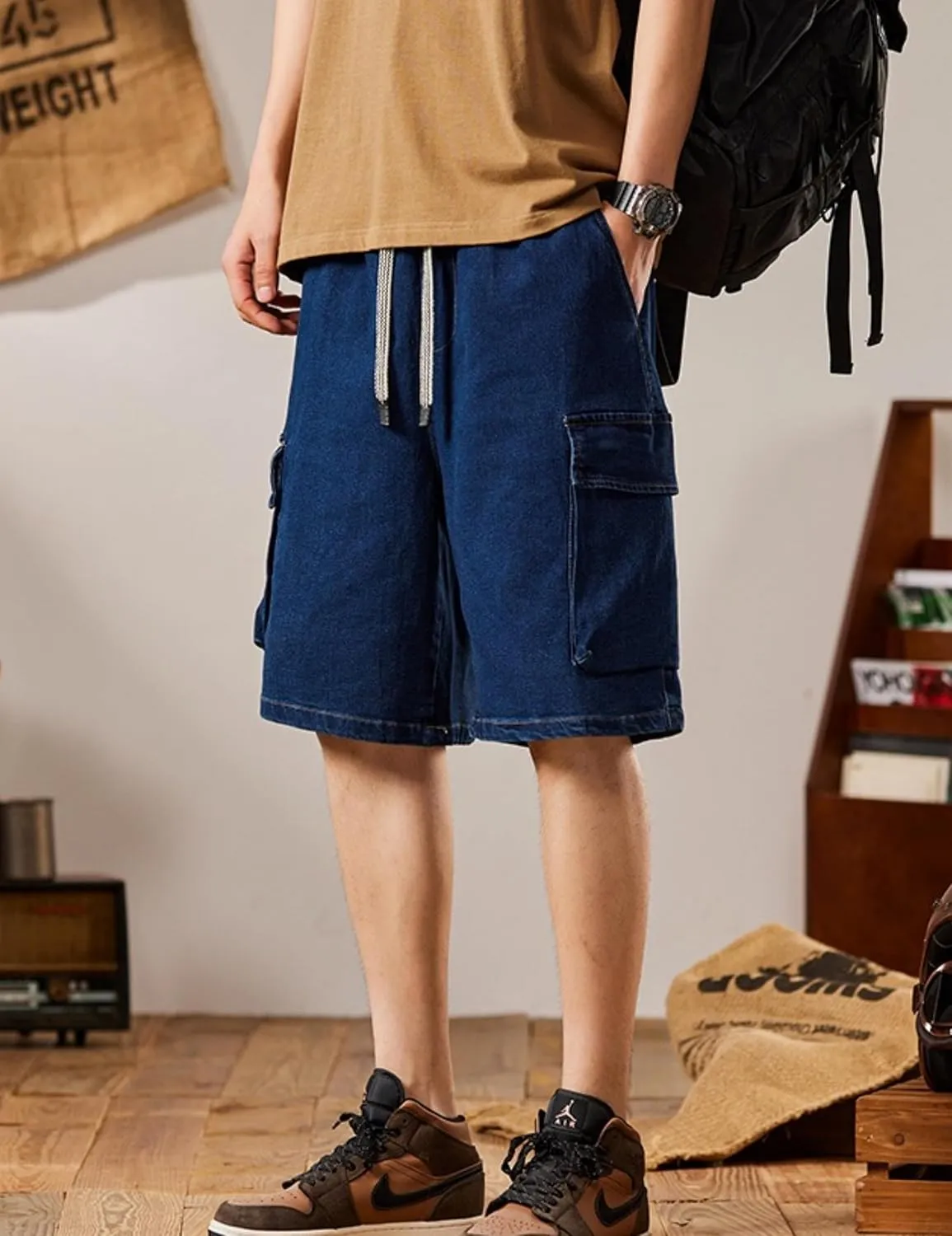 Jorts Men Baggy Y2k Hip Hop Shorts Cargo Shorts Y2k Skater Jeans Streetwear Jeans