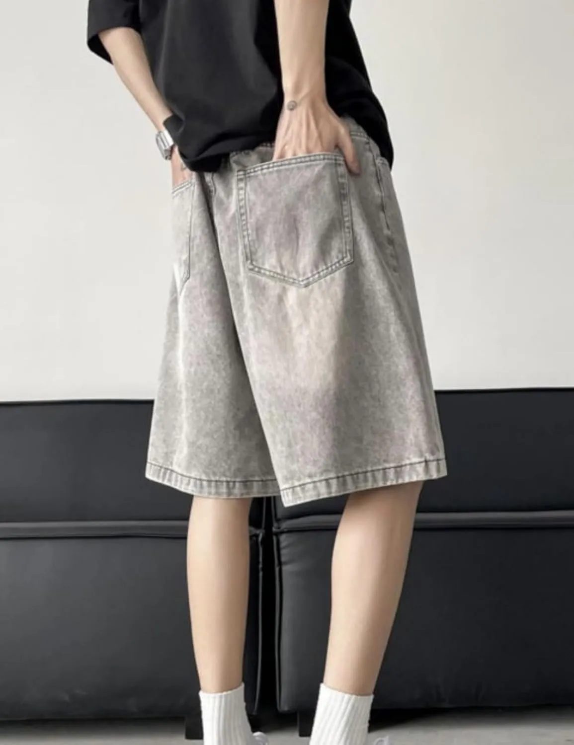 Jorts Men Baggy Y2k Hip Hop Shorts Skater Jeans Grunge Shorts Aesthetic Pants