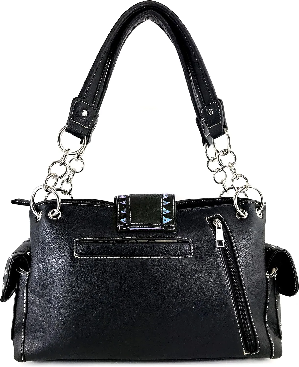 Justin West Abstract Butterfly Buckle Black Conceal Carry Handbag