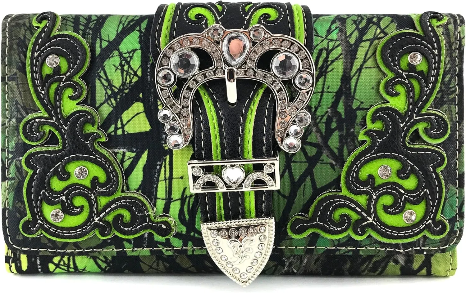 Justin West Abstract Butterfly Buckle Black Conceal Carry Handbag