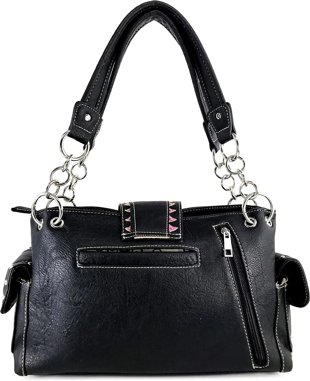 Justin West Abstract Butterfly Buckle Black Conceal Carry Handbag