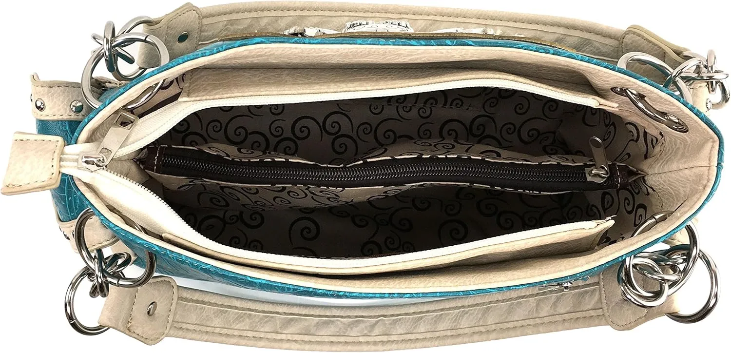 Justin West Abstract Butterfly Buckle Black Conceal Carry Handbag
