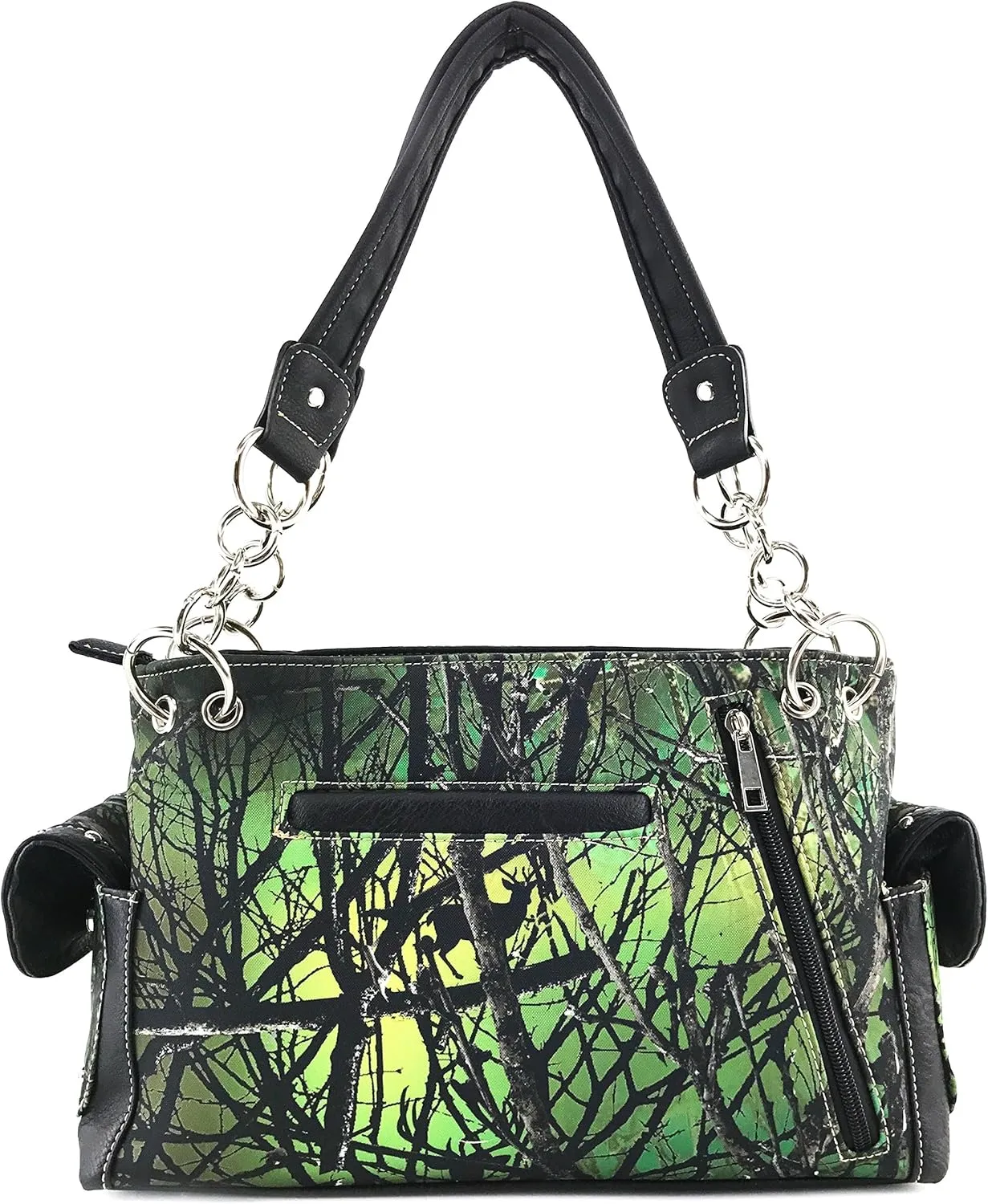 Justin West Abstract Butterfly Buckle Black Conceal Carry Handbag