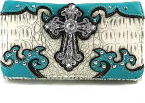 Justin West Concealed Carry Western Cross Duo Color Shoulder Handbag Purse