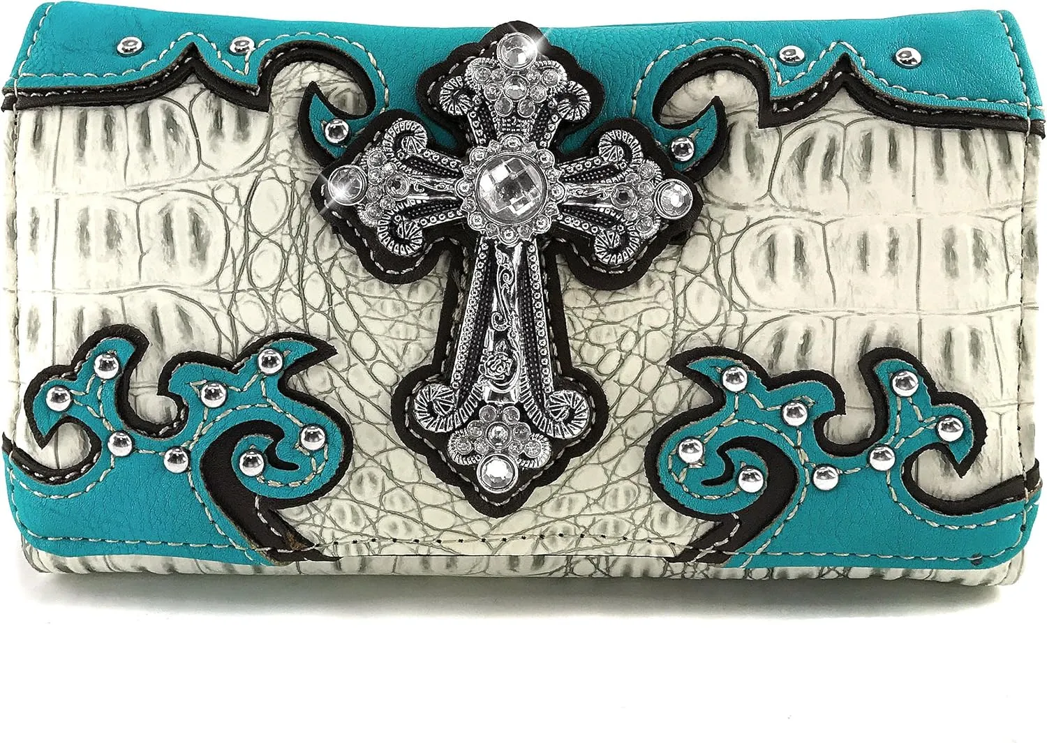 Justin West Concealed Carry Western Cross Duo Color Shoulder Handbag Purse