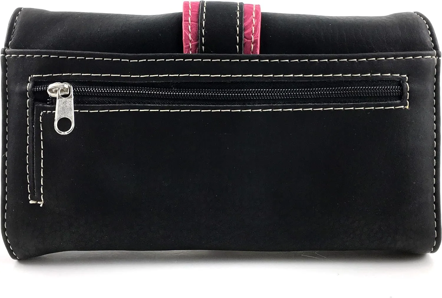 Justin West Tooled Laser Cut Leather Solid Rhinestone Silver Buckle Wristlet Trifold Wallet Attachable Long Strap