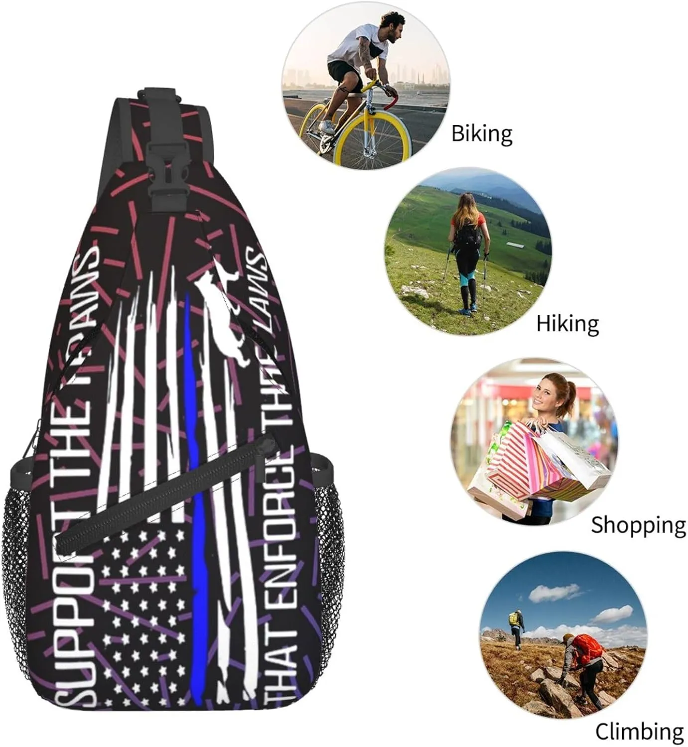K-9 Unit Police Dog Small Crossbody Backpack Sling Bag For Men Women Mini One Shoulder Chest Bags Gym Sport Travel Hiking Daypack