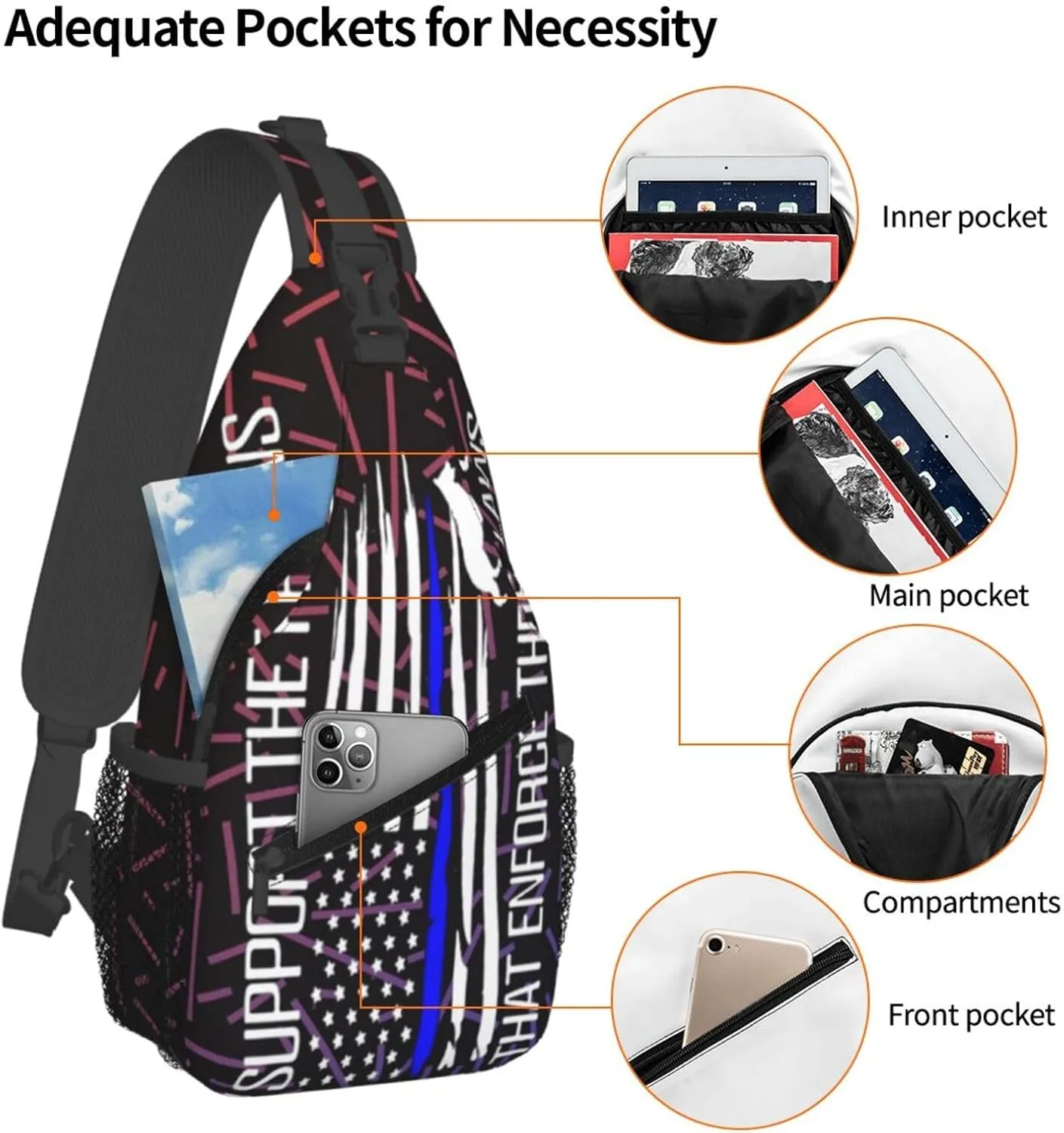 K-9 Unit Police Dog Small Crossbody Backpack Sling Bag For Men Women Mini One Shoulder Chest Bags Gym Sport Travel Hiking Daypack