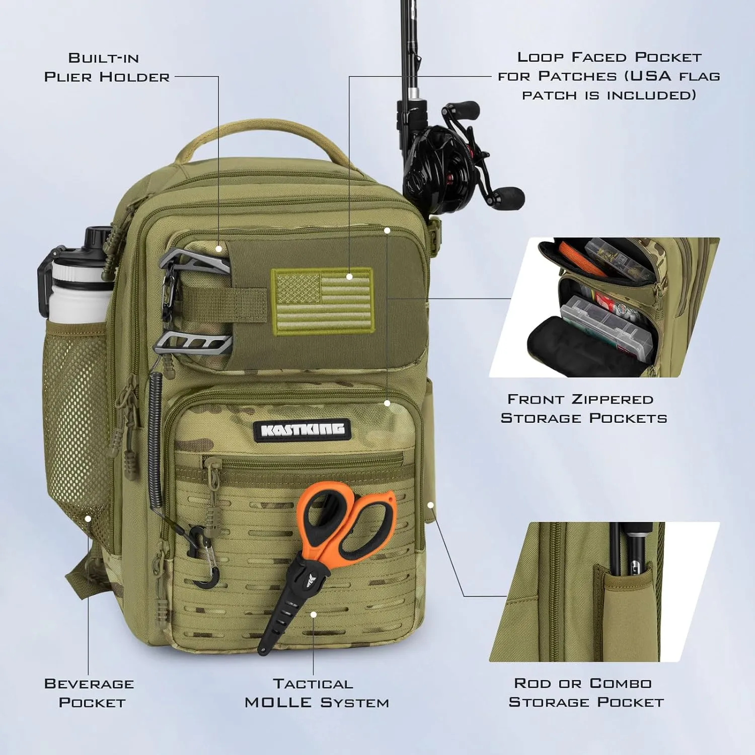 KastKing BlowBak Tactical Fishing Sling Tackle Bag - Lightweight Fishing Backpack - Storage for Gear and Equipment - Gift for Men