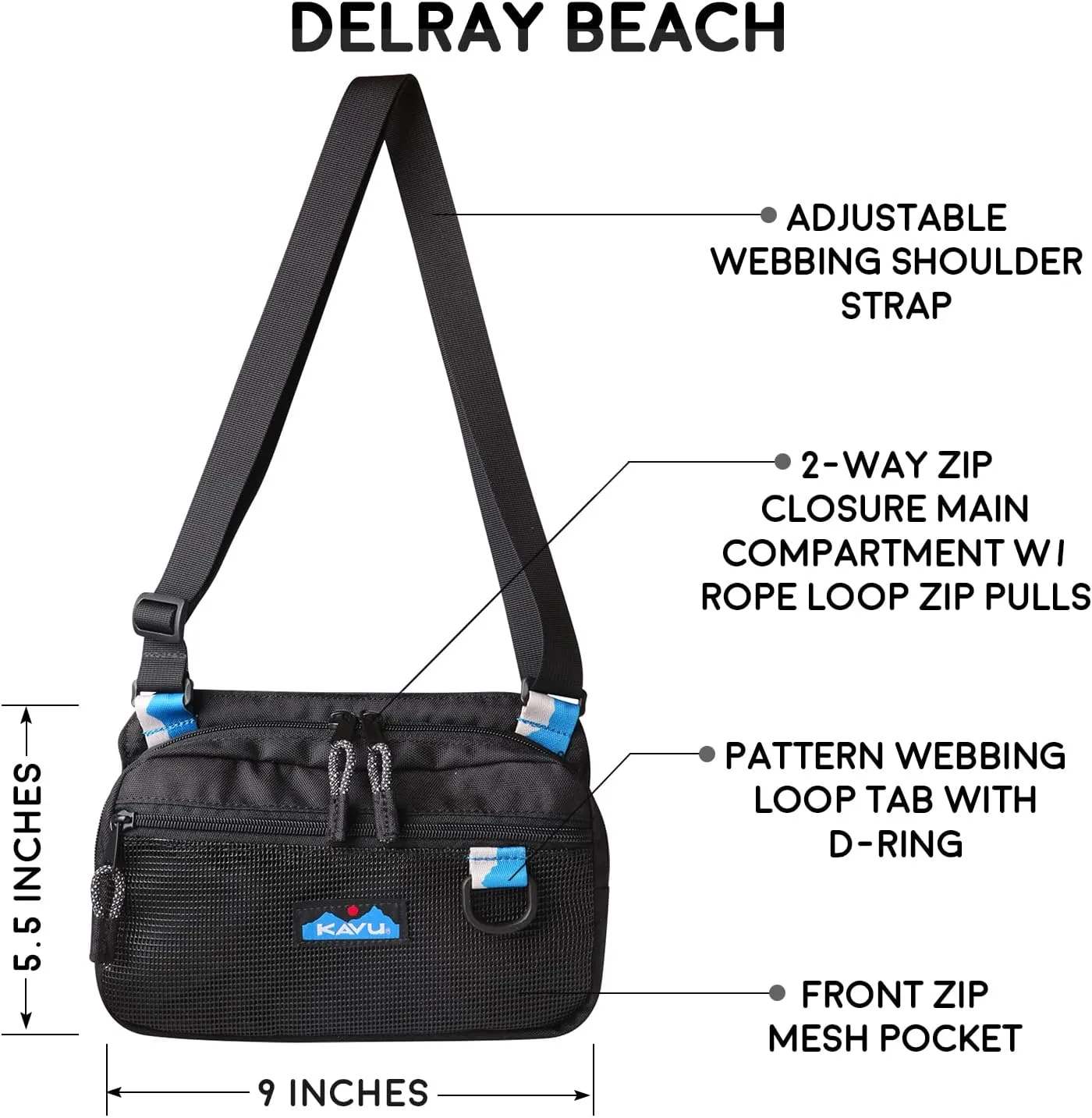 KAVU Delray Beach Crossbody Bag Lightweight Mesh Beach Pack