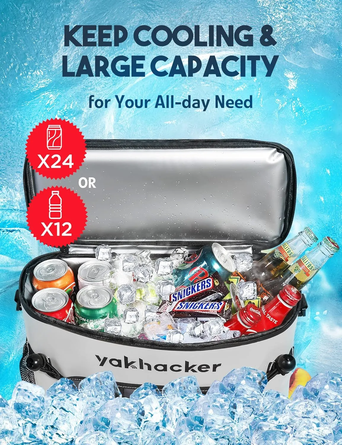 Kayak Cooler, Waterproof Seat Back Cooler for Kayaks with Lawn-Chair Style Seats, Kayak Accessories Cooler Bag, Portable Ice Chest Cooler for Kayaking, Travel, Lunch, Beaches &Trips