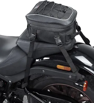 KEMIMOTO Motorcycle Tail Bag, Dual Use Motorcycle Rear Seat Bag with Waterproof Rain Cover, 7-14L Expandable Motorbike Helmet Bag Luggage Storage Backpack with 6 straps & 1 shoulder strap