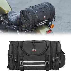 KEMIMOTO Motorcycle Travel Luggage Bags 25L Motorcycle Tail Bags Expandable Sissy Bar Rear Seat Roll Helmet Storage with 4 Straps